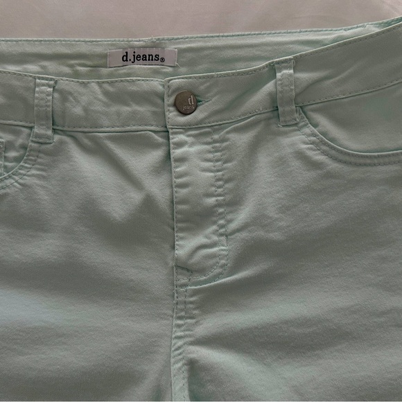 Mint Green Cotton Blend Pants - Picture 3 of 7